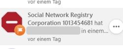 Social Network Registry Corporation Facebook Meldung